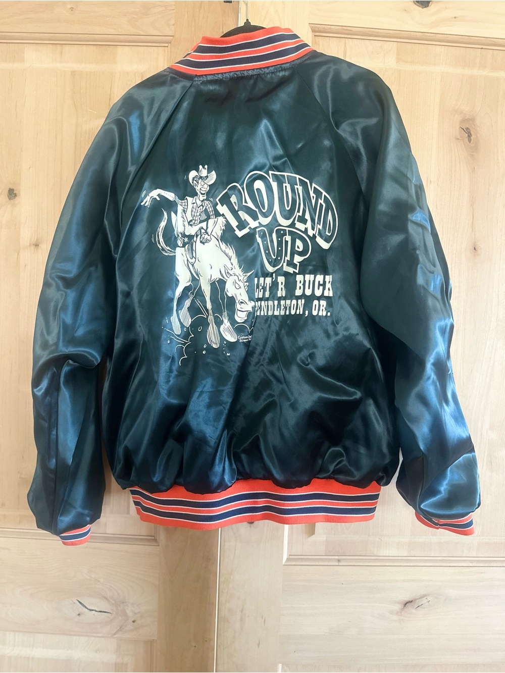 Vintage 1990s Hartwell Pendleton Round-Up Let’R Buck screen printed nylon jacket